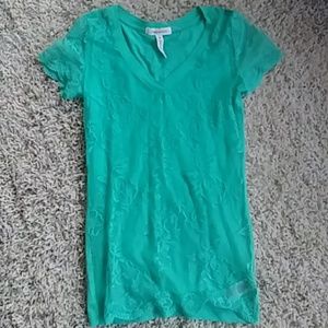 Aeropostale Teal Lace Front Shirt